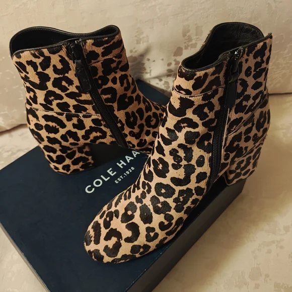 Cole Haan Leopard Print Ankle Boots - Picture 2 of 4
